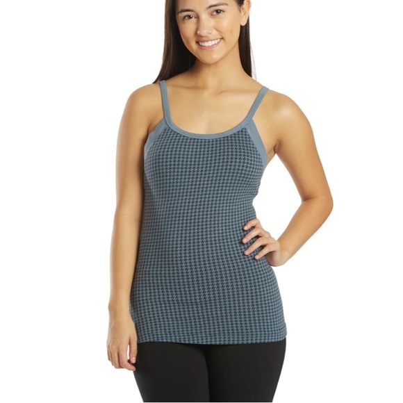 HardTail shelf tank Fastback Bra blue houndstooth. yoga support, spaghetti strap - Picture 7 of 11
